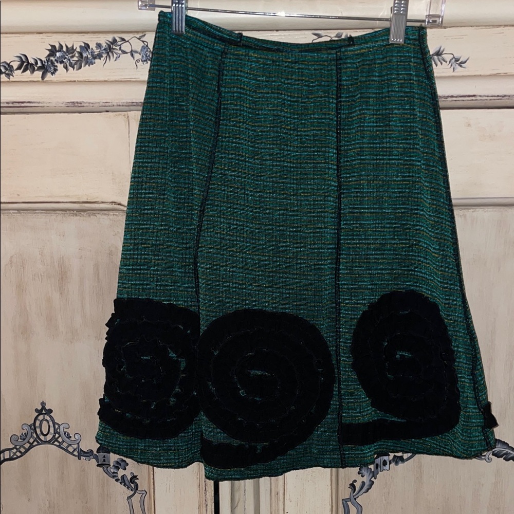 Chic A-Line Skirt in Green and Black